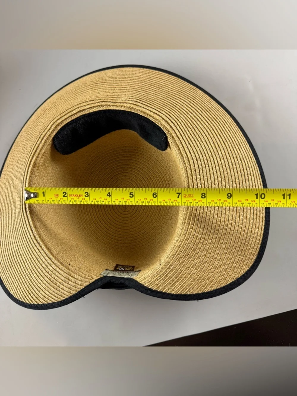 Sun N Sand Straw Wide Brim Hat Tan Black Trim UPF 50+ Adjustable